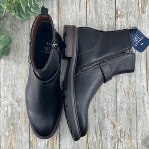 Men's Black Buckle Boots Shoes Size 11